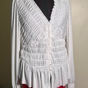 Anthropologie Day to Night Dressy Peasant Cream Blouse Size Large